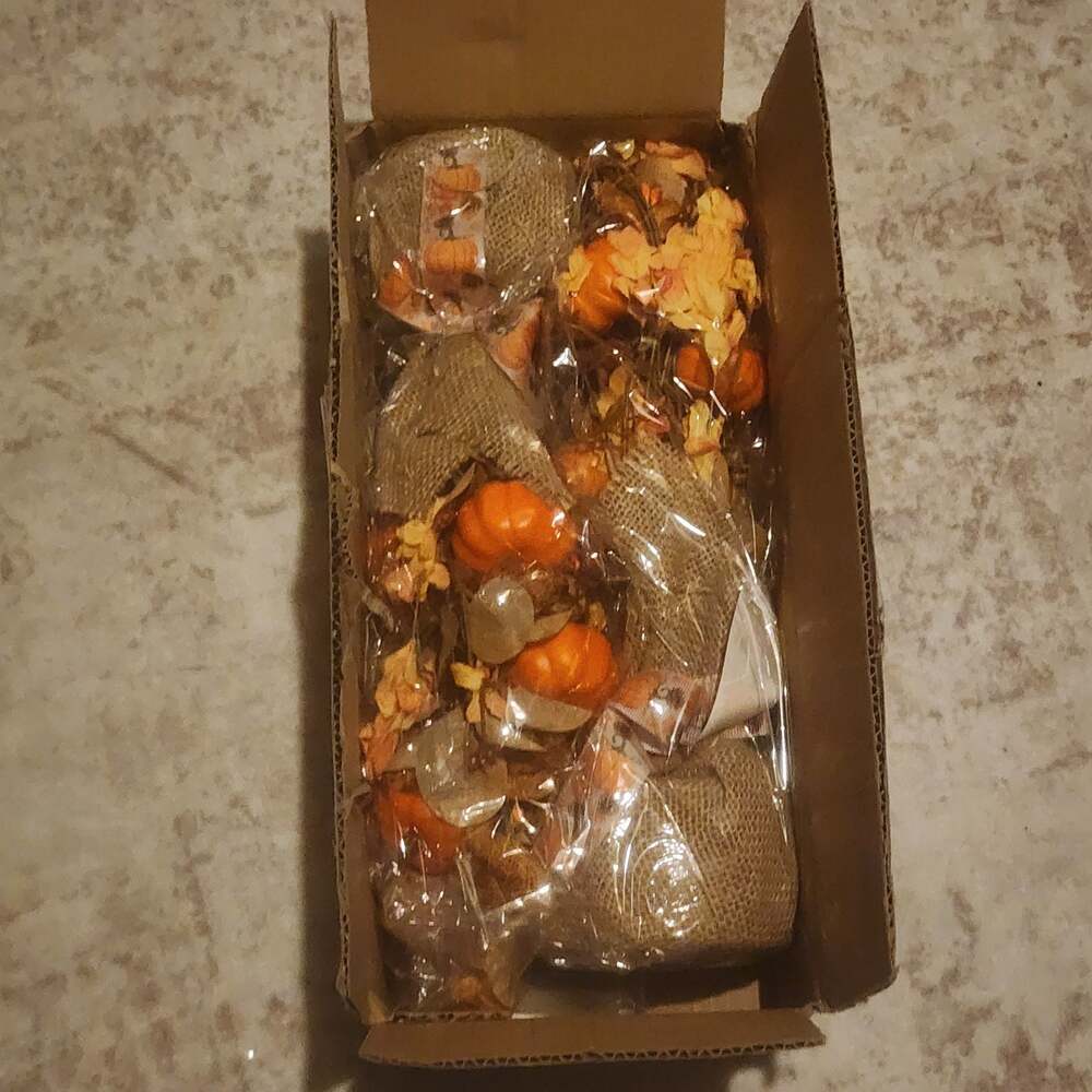 Set of 2 Pre-Lit Burlap Pumpkin and Maple Leaf Fall Decorative Arrangements